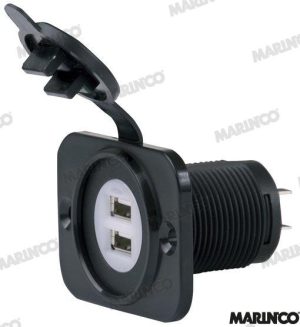 DUAL USB CHARGER RECEPTACLE 5V 2.1A w/L