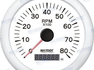 TACHOMETER 1.0/10.0 - 0/8000 RPM WHITE