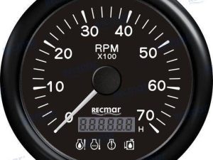TACHOMETER W/4 LED ALARM 0/7000RPM BLACK