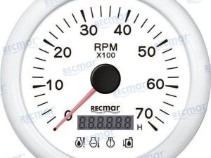 TACHOMETER W/4 LED ALARM 0/7000RPM WHITE