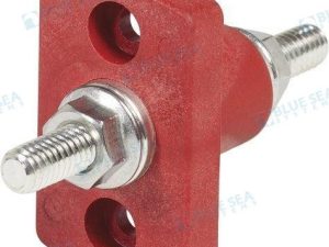 TERMINAL SM. FEED THROUGH 5/16 STUD RED